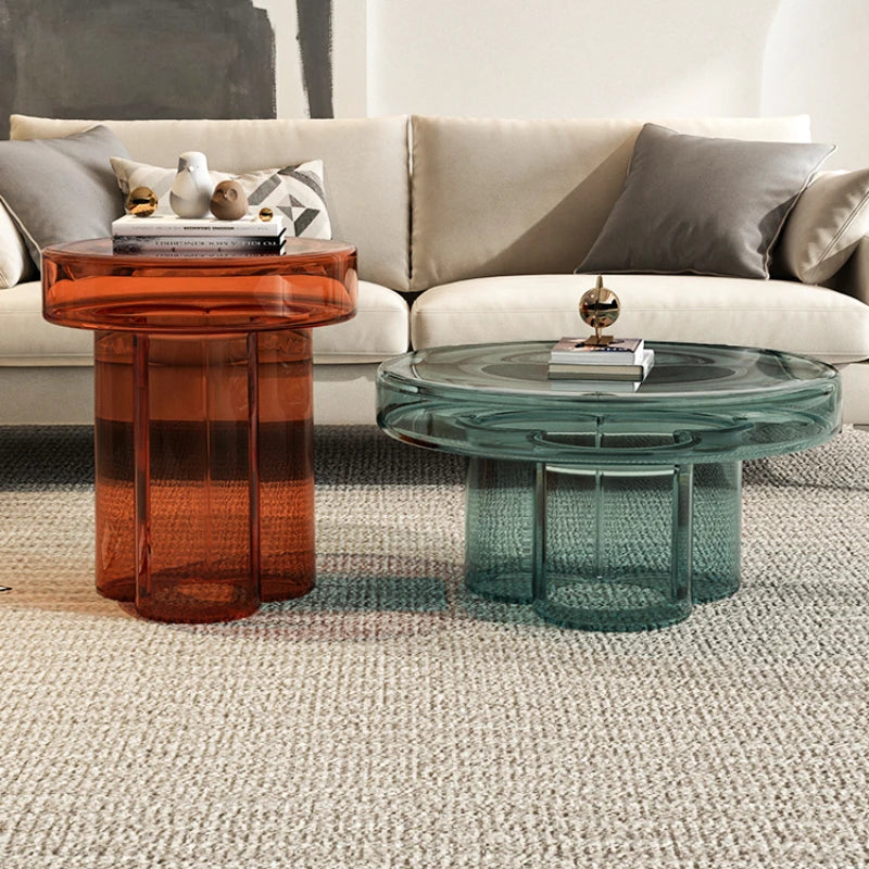 Elegant Nordic Round Glass Coffee Table – Modern Minimalist Design