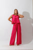 Sleeveless Tank Top & Wide Leg Pants Lounge Set - Barbie Pink