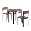 3-Piece Round Dining Set with Drop Leaf, Black Frame & Rustic Brown