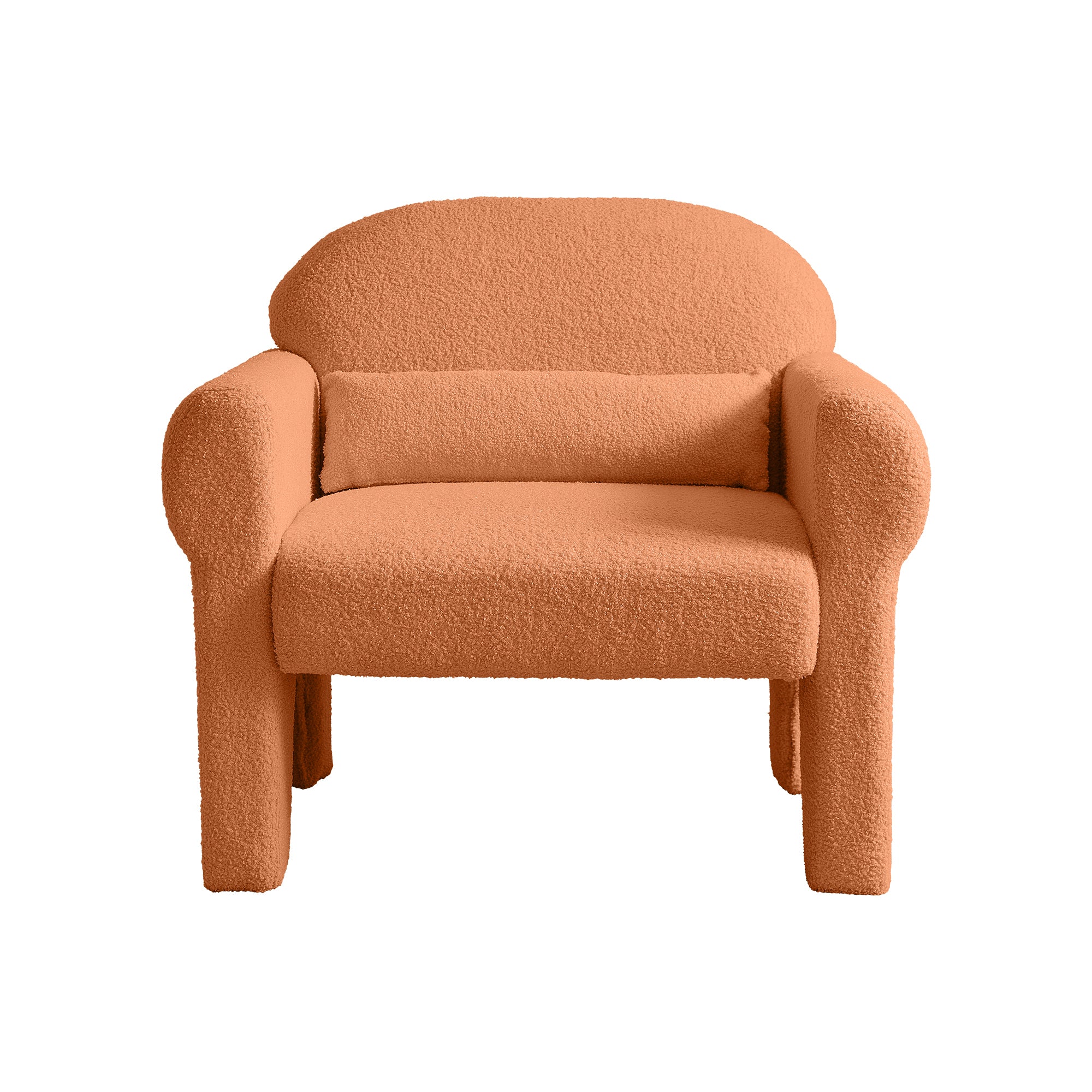 Modern Boucle Accent Chair with Lumbar Pillow for Cozy Living Rooms