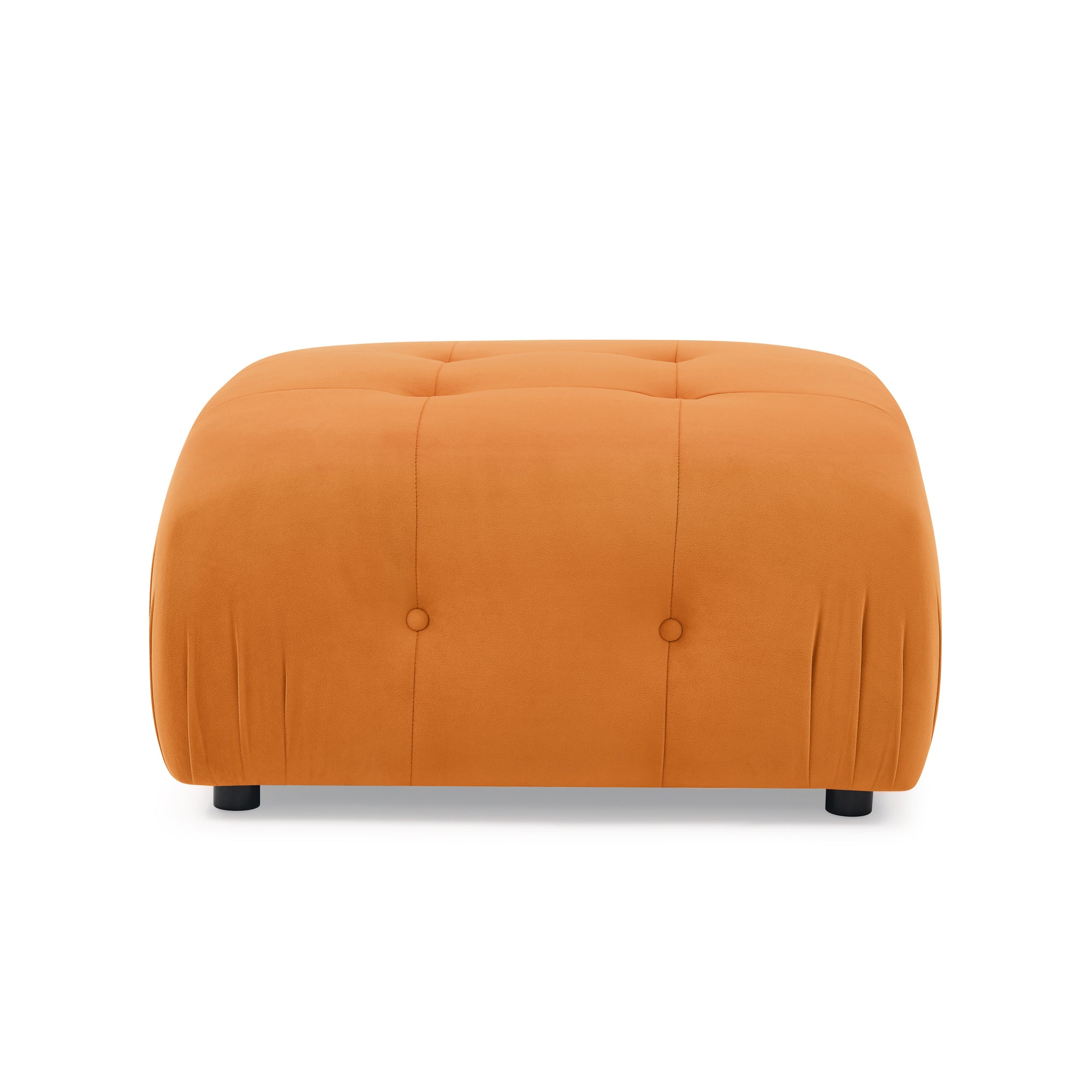 Modular L-Shaped Sofa, Orange Velvet, Tufted Design & Reversible Ottoman