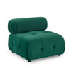 DIY L-Shaped Green Velvet Sofa, Button Tufted, Reversible Ottoman