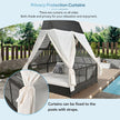 Adjustable Outdoor Daybed with Curtains & Pillows for Garden Lounging