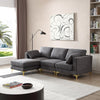 Modern L-Shaped Leisure Couch in Dark Grey Fabric for Living Room