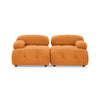 Modular L-Shaped Sofa, Orange Velvet, Tufted Design & Reversible Ottoman