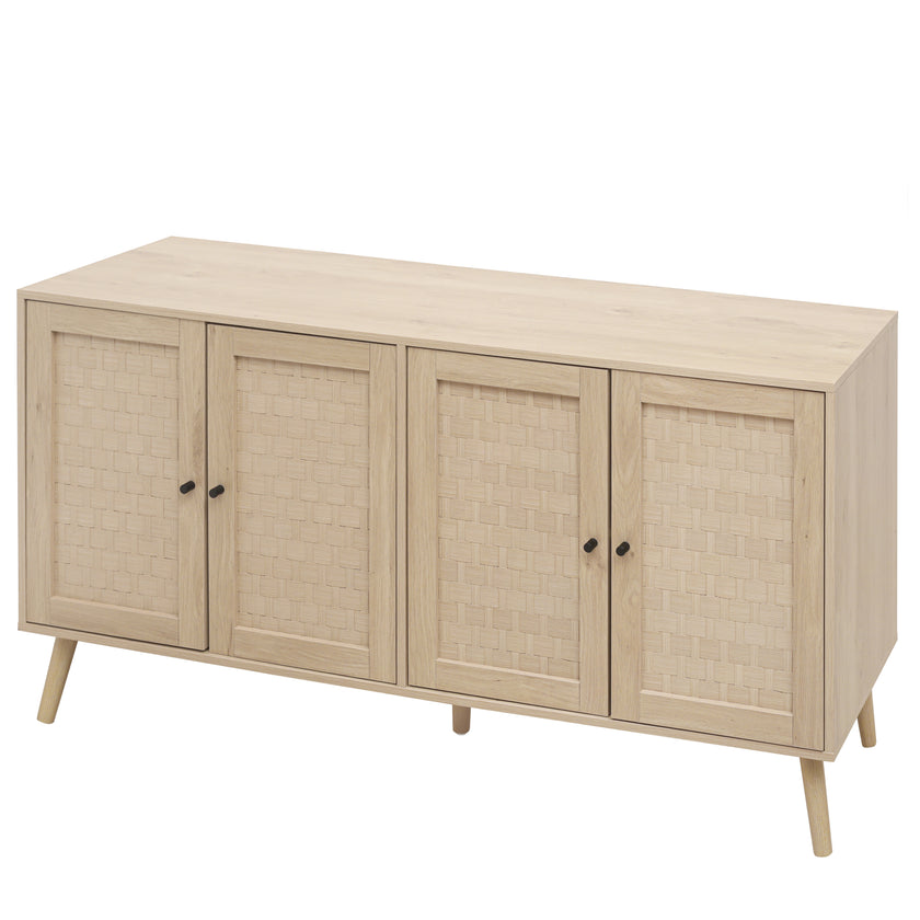 4 Door Accent Cabinet Sideboard Buffet Storage Cabinet with Adjustable Shelf for Entryway Living Room Bedroom