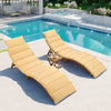 Portable Wood Chaise Lounge Set with Foldable Table, Brown - Patio/Pool/Garden