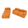 Modular L-Shaped Sofa, Orange Velvet, Tufted Design & Reversible Ottoman