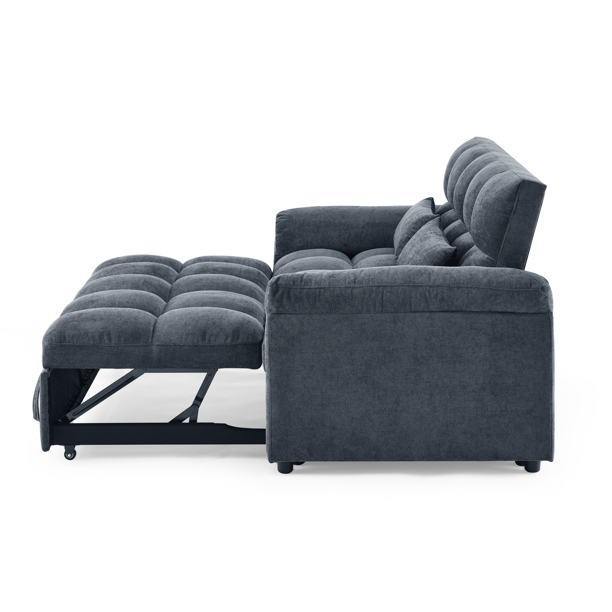 Loveseats Sofa Bed With Pull-Out Bed,Adjsutable Back,Blue+ Grey