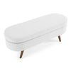 White Ottoman Storage Bench with Rubber Wood Legs (43.5