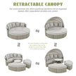 Two-Tone Rattan Outdoor Sectional Sofa Set with Retractable Canopy