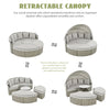 Two-Tone Rattan Outdoor Sectional Sofa Set with Retractable Canopy