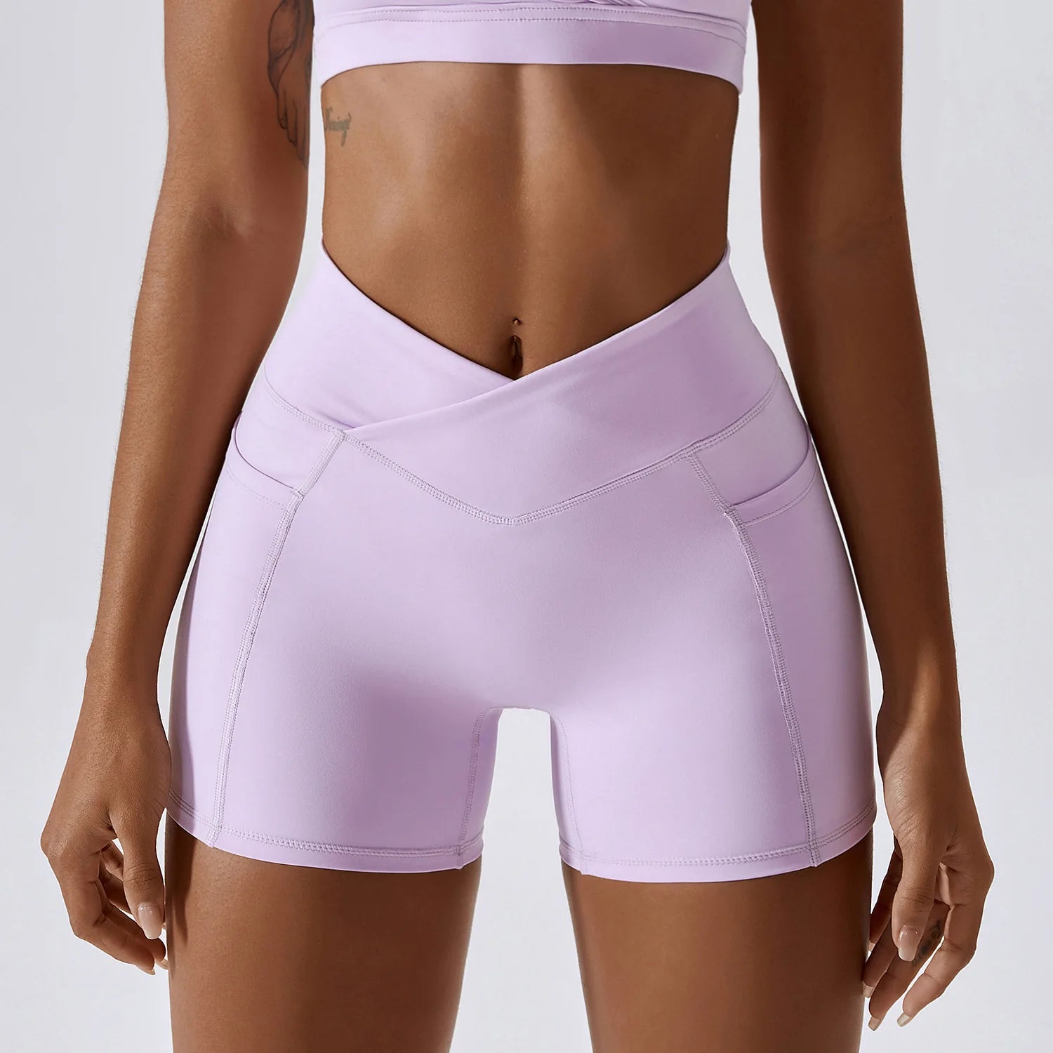 Nude Feel High-Waist Yoga Shorts with Pockets for Women