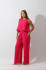 Sleeveless Tank Top & Wide Leg Pants Lounge Set - Barbie Pink