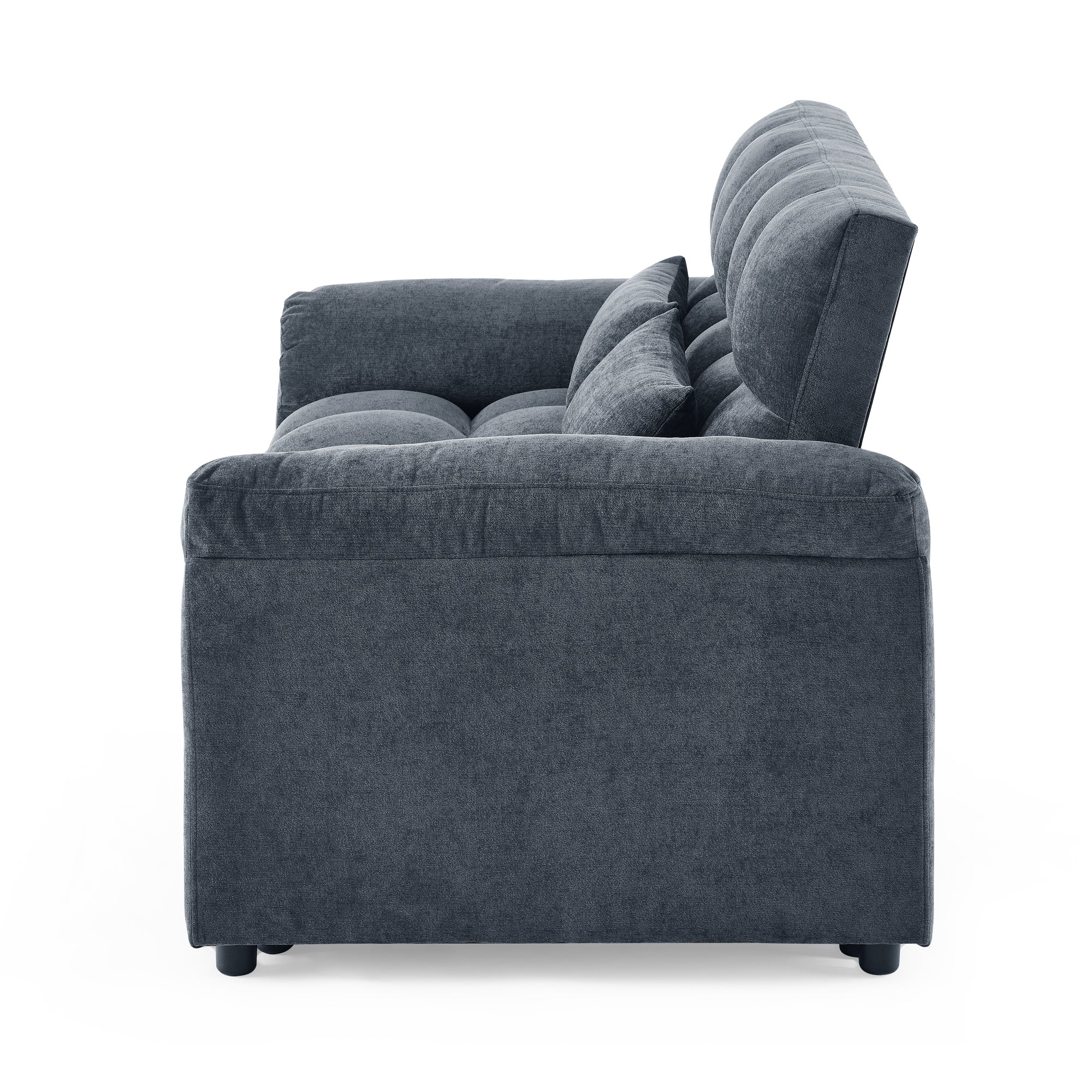 Loveseats Sofa Bed With Pull-Out Bed,Adjsutable Back,Blue+ Grey