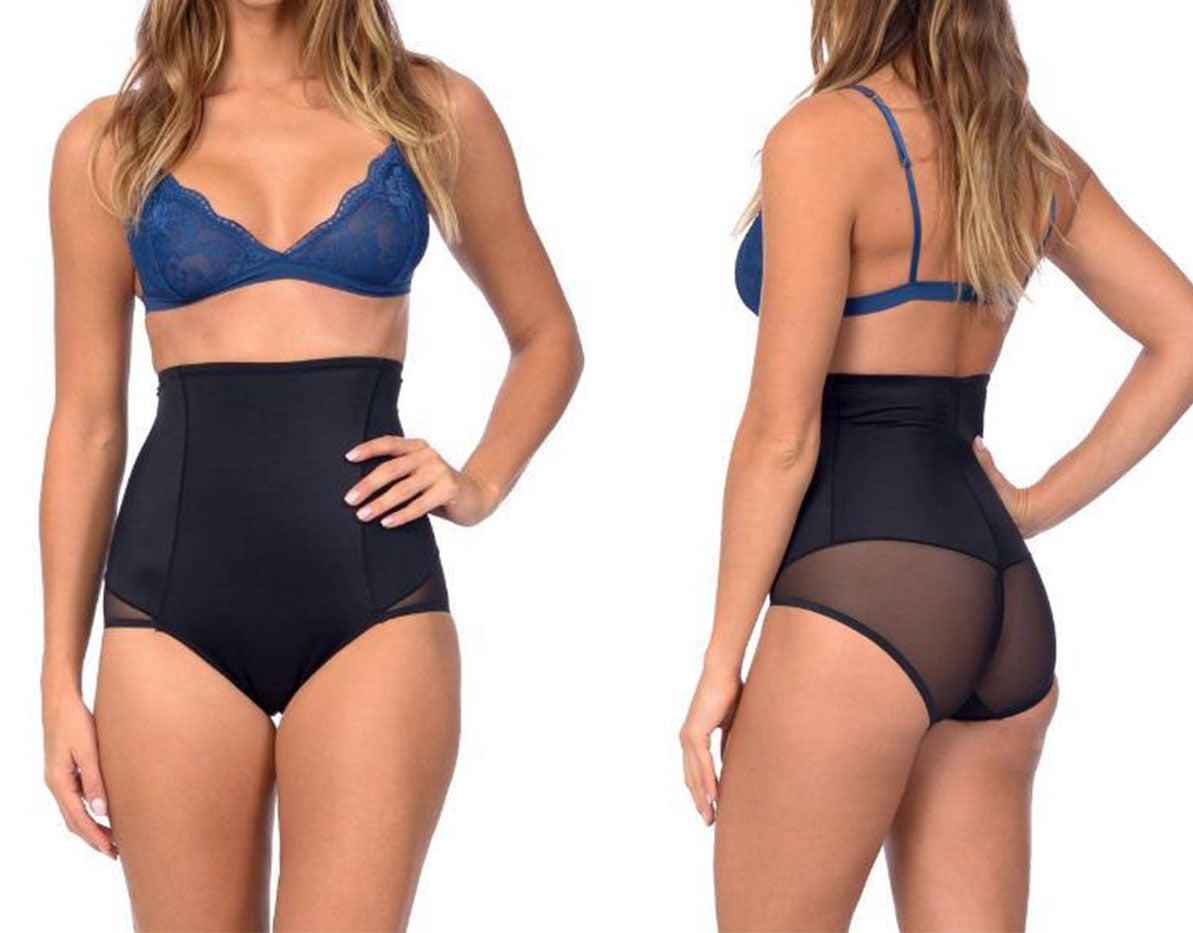 Gaine taille haute avec double panneau avant ciblé pour une mise en forme lisse, noir