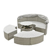 Two-Tone Rattan Outdoor Sectional Sofa Set with Retractable Canopy