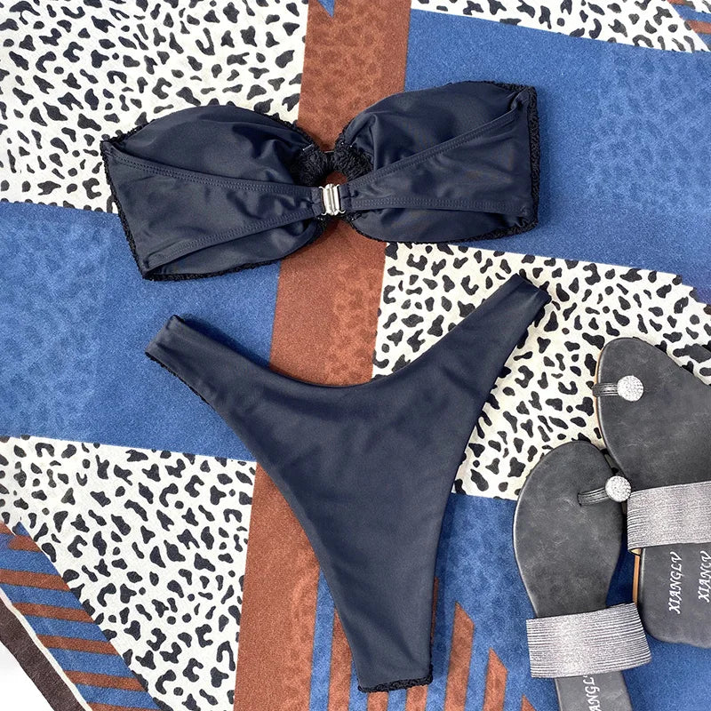 Sultry High-Cut Strapless Brazilian Bikini Set - Chic & Sexy Swimwear