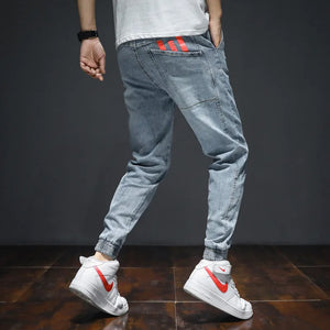 Men's Hip Hop Cargo Denim Jeans with Big Pockets and Harem Fit