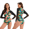 Maillot de Bain Floral Rash Guard à Manches Longues et Monokini Grande Taille