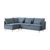 Modular L-Shaped Sofa with Movable Chaise, Grey Cotton-Linen, 90.9