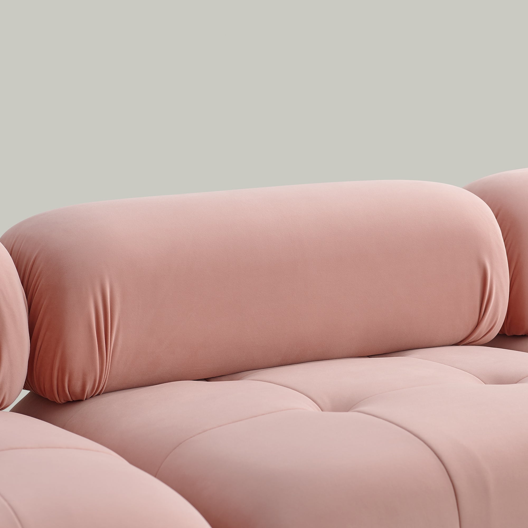 Pink Velvet Modular Sectional Sofa, Button-Tufted, L-Shaped, DIY Combo