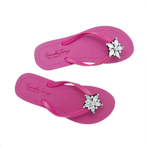 One Star - Rhinestone Embellished Flat Flip Flops Sandal