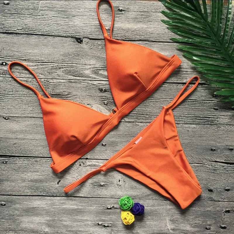 Ensemble bikini triangle sexy - Micro maillots de bain brésiliens en 11 couleurs