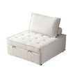 Beige Multipurpose Linen Ottoman Sofa Bed with Pull-Out Feature