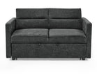 Black Loveseat Sofa Bed with Pull-Out Bed, Adjustable Back & Arm Pockets