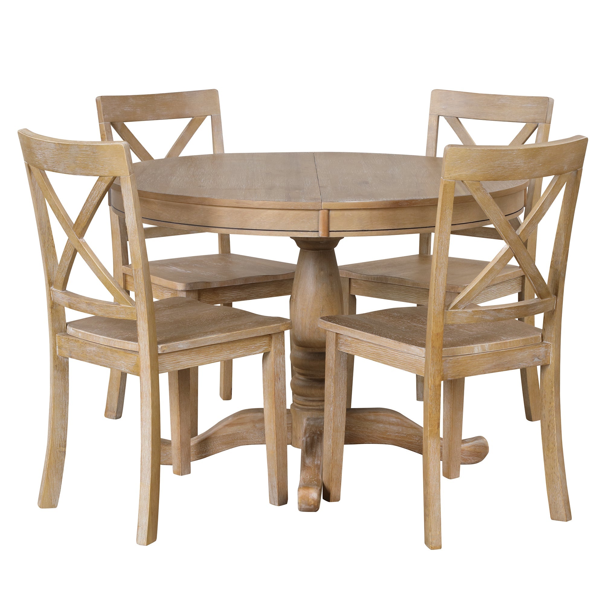 5-Piece Modern Dining Set: Round Table & 4 Chairs for Kitchen/Dining