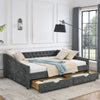 Queen Daybed with Drawers, Tufted Upholstered Sofa Bed, Copper Nails