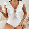 Chic Backless Ruffle Monokini – Sexy Solid White & Yellow Beachwear