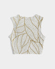 Gold Abstract Leaves Twist-Front Crop Tank