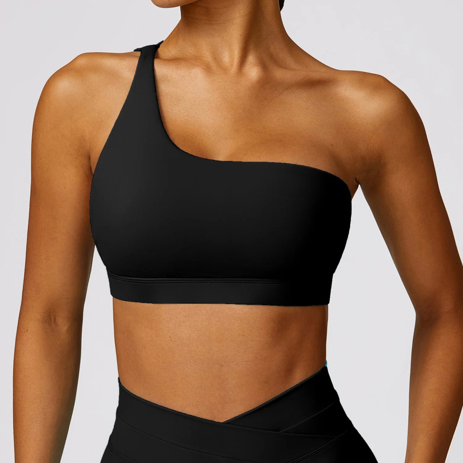 Soutien-gorge de sport à une épaule très extensible et confortable pour femmes, vêtements de gym et de yoga