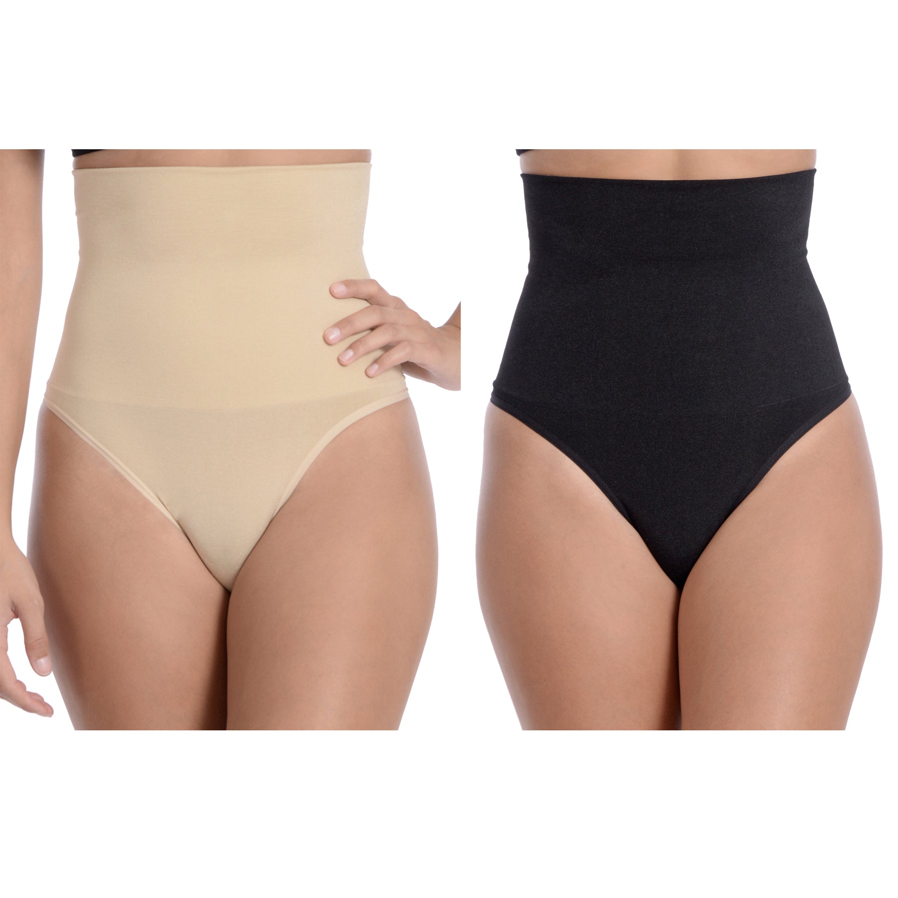 Gainant taille haute sans couture avec bas string - Lot de 2