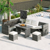 6-Piece All-Weather PE Rattan Sofa Set with Adjustable Seats & Storage