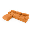 Modular L-Shaped Sofa, Orange Velvet, Tufted Design & Reversible Ottoman