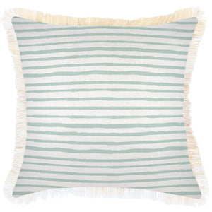 Housse de coussin-Franges côtières-Rayures de peinture Menthe pâle-60cm X 60cm