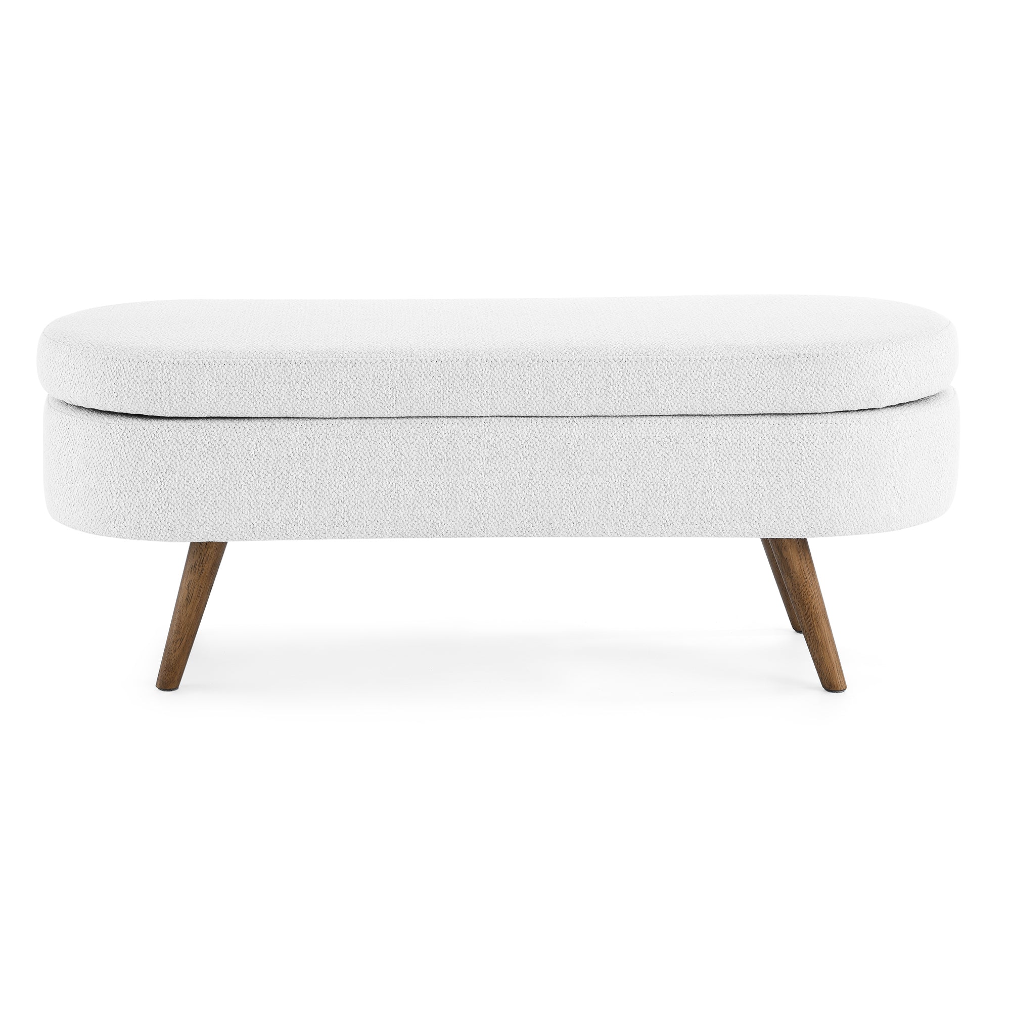 White Ottoman Storage Bench with Rubber Wood Legs (43.5