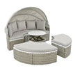 Two-Tone Rattan Outdoor Sectional Sofa Set with Retractable Canopy