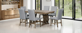 Mid-Century Solid Wood 7-Piece Extendable Dining Set for 6