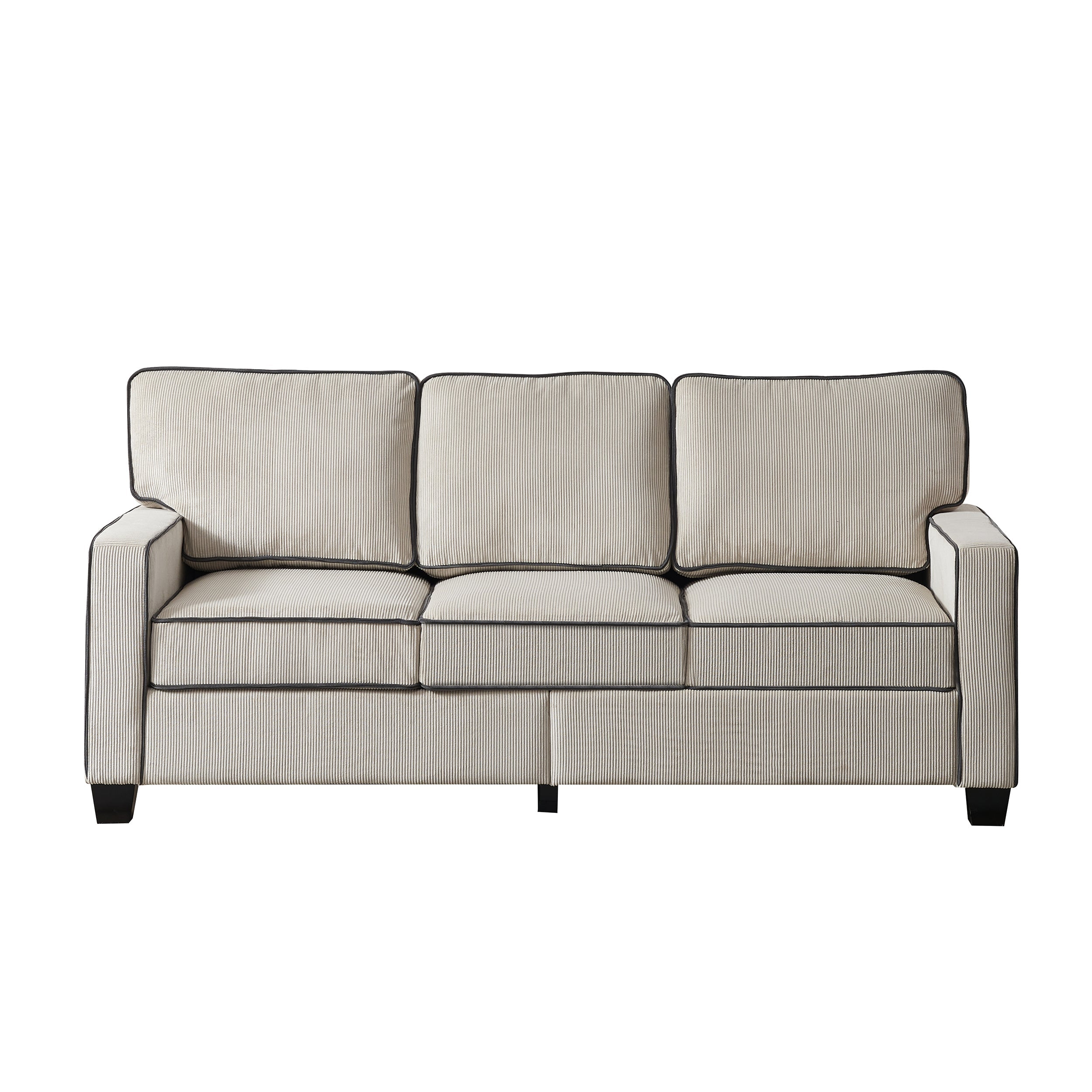 Beige Corduroy Living Room Sofa with Storage