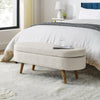 Beige Ottoman Storage Bench with Rubber Wood Legs (43.5