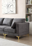 Modern L-Shaped Leisure Couch in Dark Grey Fabric for Living Room