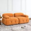 Modular L-Shaped Sofa, Orange Velvet, Tufted Design & Reversible Ottoman