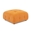 Modular L-Shaped Sofa, Orange Velvet, Tufted Design & Reversible Ottoman