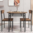 3-Piece Round Dining Set with Drop Leaf, Black Frame & Rustic Brown