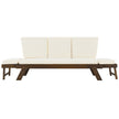 Adjustable Outdoor Wooden Daybed Sofa with Cushions, Brown & Beige