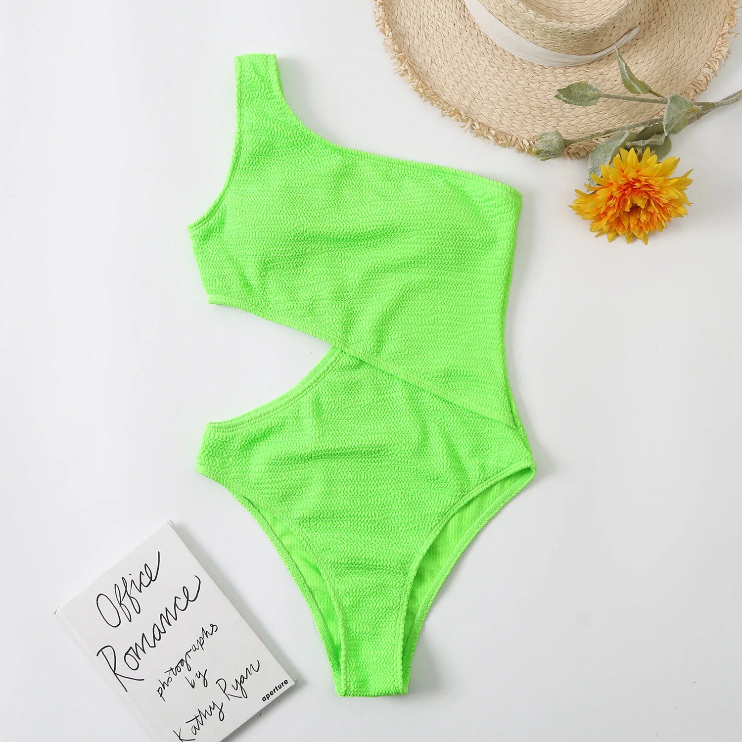 Maillot de bain monokini côtelé à une épaule